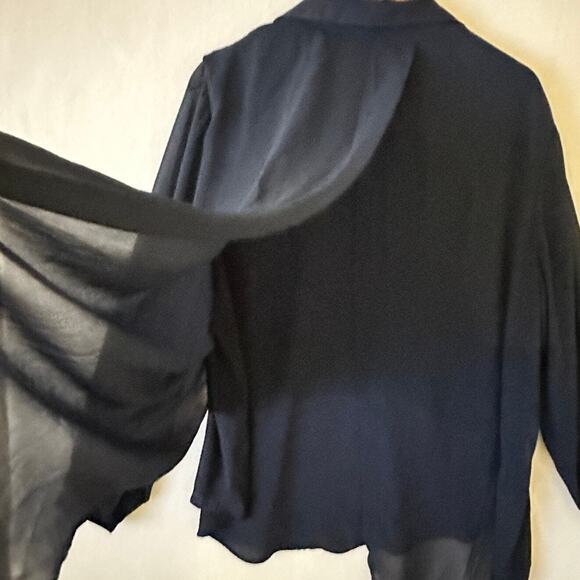 Cato Layered Button Down Shirt Sz 22/24 Split Back Chiffon Overlay Office Siren - Picture 9 of 16